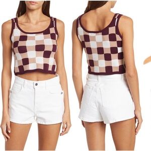 Cotton Emporium Checkerboard Tank Plum
